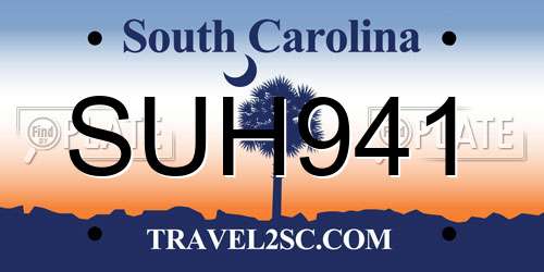 SUH941 South Carolina License Plate