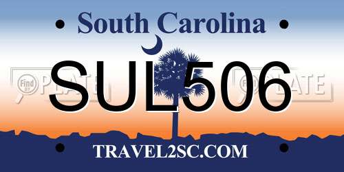 SUL506 South Carolina License Plate