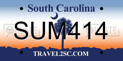 SUM414 South Carolina License Plate