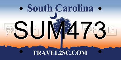 SUM473 South Carolina License Plate