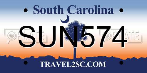 SUN574 South Carolina License Plate