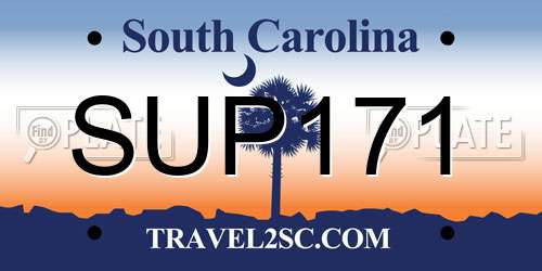 SUP171 South Carolina License Plate