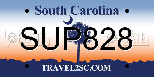 SUP828 South Carolina License Plate