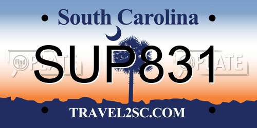SUP831 South Carolina License Plate