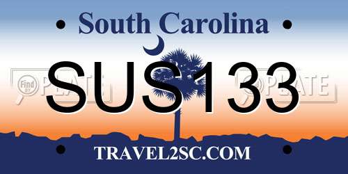 SUS133 South Carolina License Plate