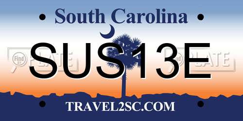 SUS13E South Carolina License Plate
