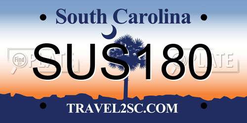SUS180 South Carolina License Plate