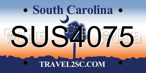 SUS4075 South Carolina License Plate