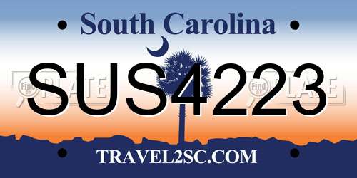 SUS4223 South Carolina License Plate