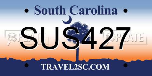 SUS427 South Carolina License Plate