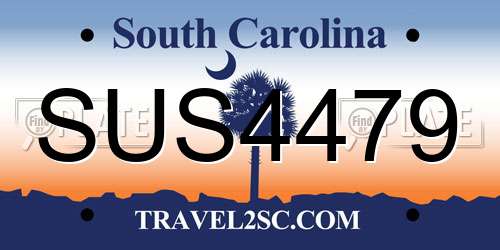 SUS4479 South Carolina License Plate