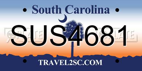 SUS4681 South Carolina License Plate