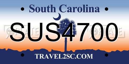 SUS4700 South Carolina License Plate