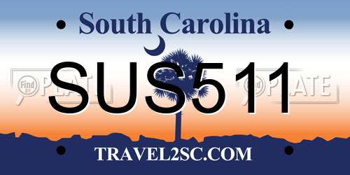 SUS511 South Carolina License Plate