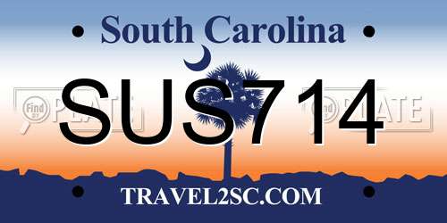 SUS714 South Carolina License Plate