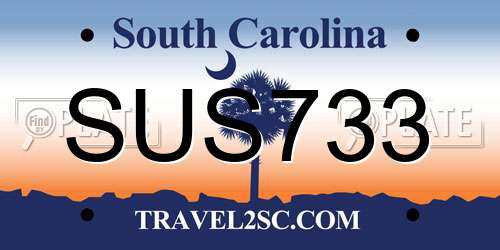 SUS733 South Carolina License Plate