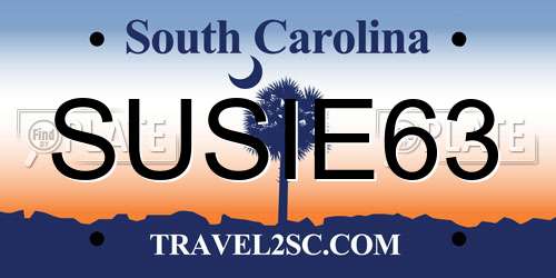 SUSIE63 South Carolina License Plate