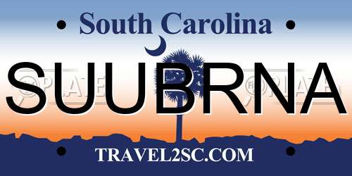 SUUBRNA South Carolina License Plate