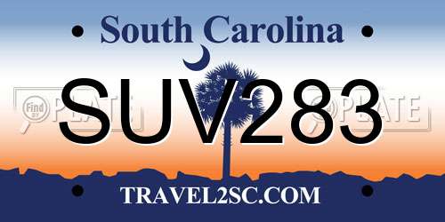 SUV283 South Carolina License Plate