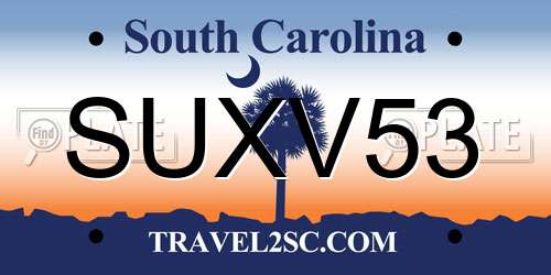 SUXV53 South Carolina License Plate