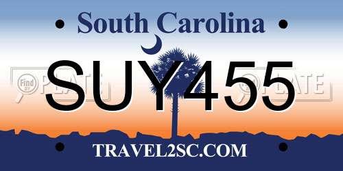 SUY455 South Carolina License Plate
