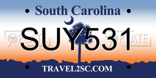 SUY531 South Carolina License Plate