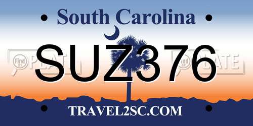 SUZ376 South Carolina License Plate