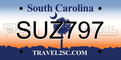 SUZ797 South Carolina License Plate
