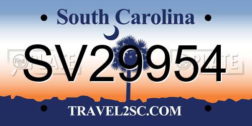 SV29954 South Carolina License Plate