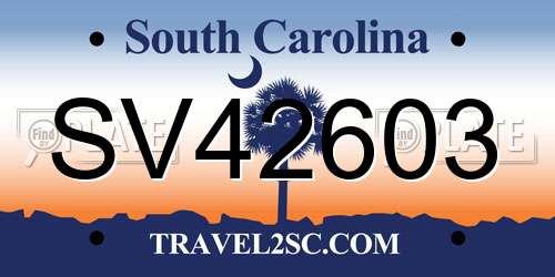 SV42603 South Carolina License Plate
