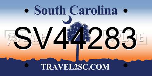 SV44283 South Carolina License Plate