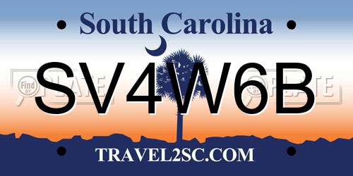 SV4W6B South Carolina License Plate