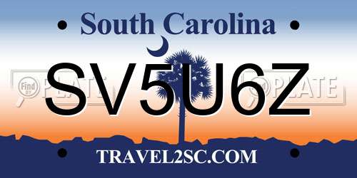 SV5U6Z South Carolina License Plate
