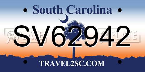 SV62942 South Carolina License Plate