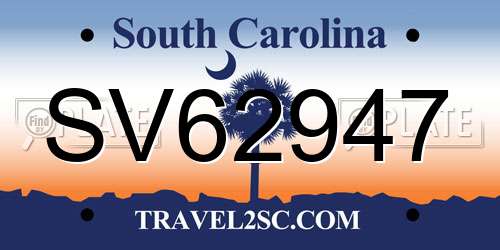 SV62947 South Carolina License Plate