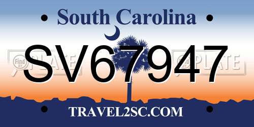 SV67947 South Carolina License Plate