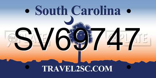 SV69747 South Carolina License Plate