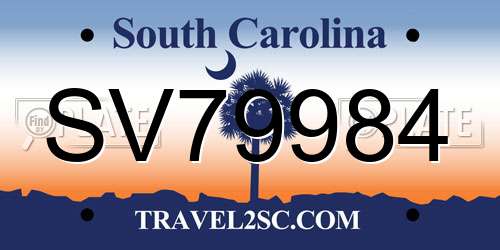SV79984 South Carolina License Plate