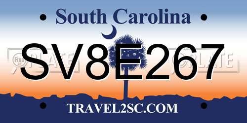 SV8E267 South Carolina License Plate