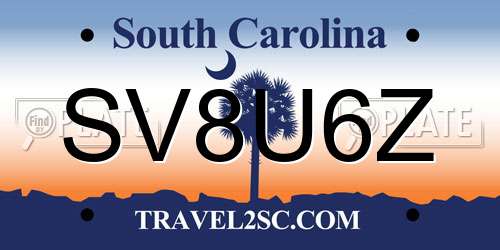 SV8U6Z South Carolina License Plate