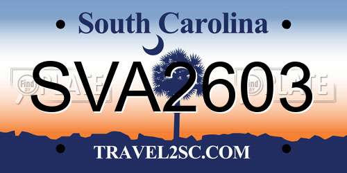 SVA2603 South Carolina License Plate