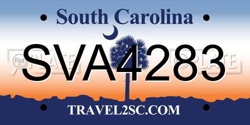 SVA4283 South Carolina License Plate