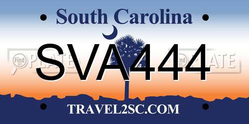 SVA444 South Carolina License Plate