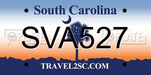 SVA527 South Carolina License Plate