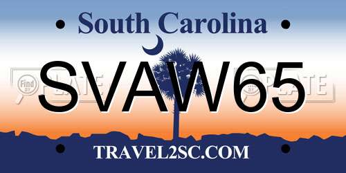 SVAW65 South Carolina License Plate