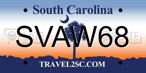 SVAW68 South Carolina License Plate