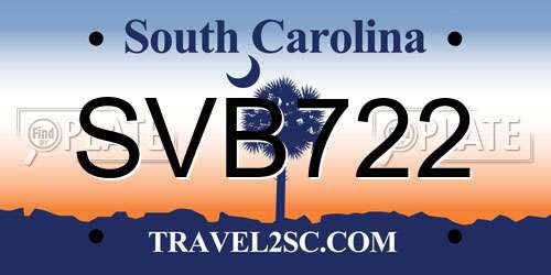 SVB722 South Carolina License Plate