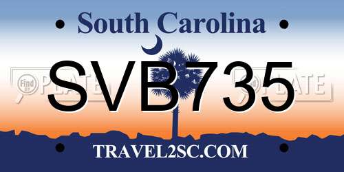 SVB735 South Carolina License Plate