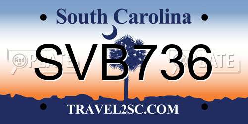 SVB736 South Carolina License Plate