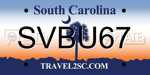 SVBU67 South Carolina License Plate